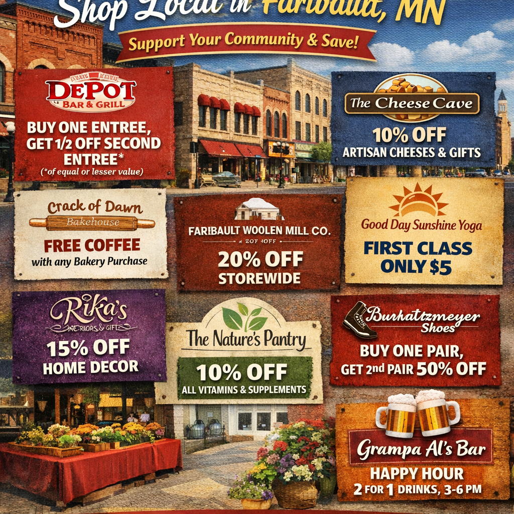 Discover Ongoing Deals and Specials at Faribault’s Local Businesses